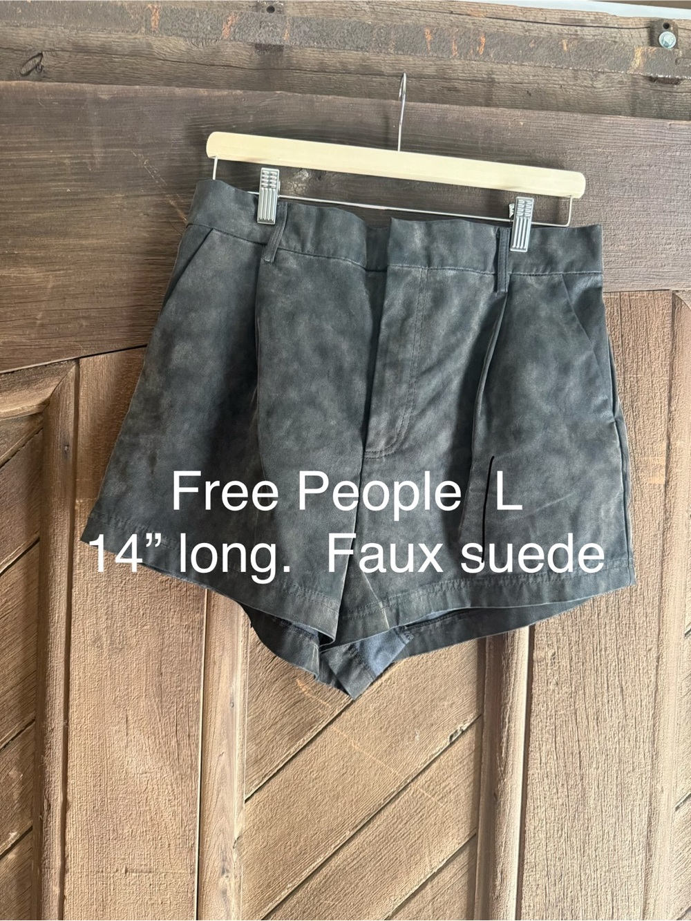 Free People Faux Suede Charcoal High-Rise Shorts